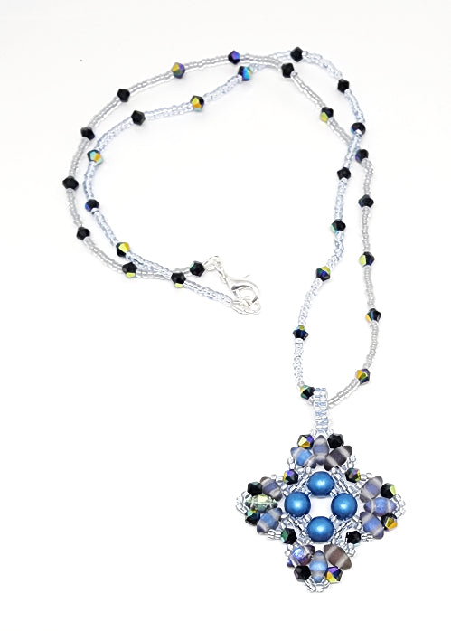 Blue Bell Flower Pendant Necklace