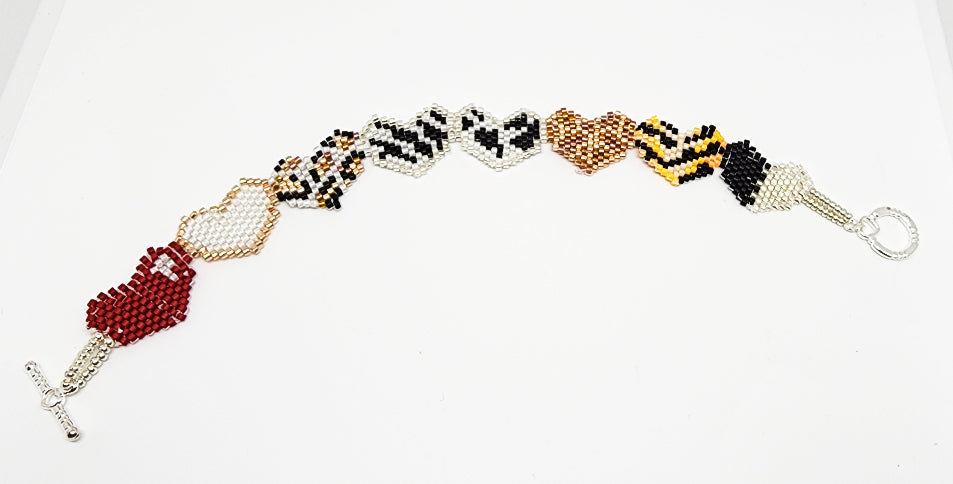 Brick Stitch Hearts Bracelet