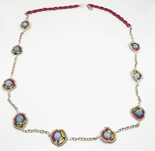 Chain Linked Budding Gem Necklace