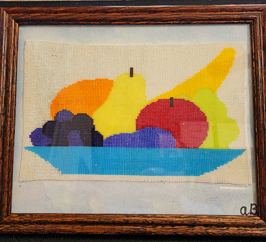 Fruit Basket 1 Beaded Tapestry Framed