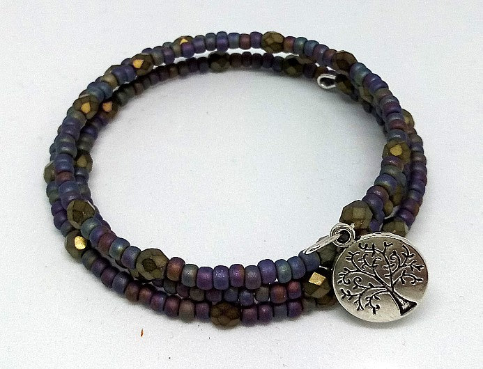 Tree Charm Memory Wire Bracelet