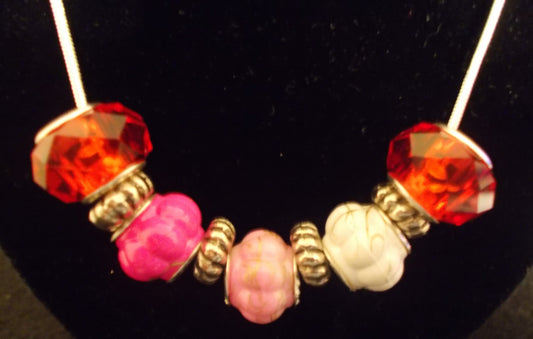 Euro-Style Beaded Necklace Red