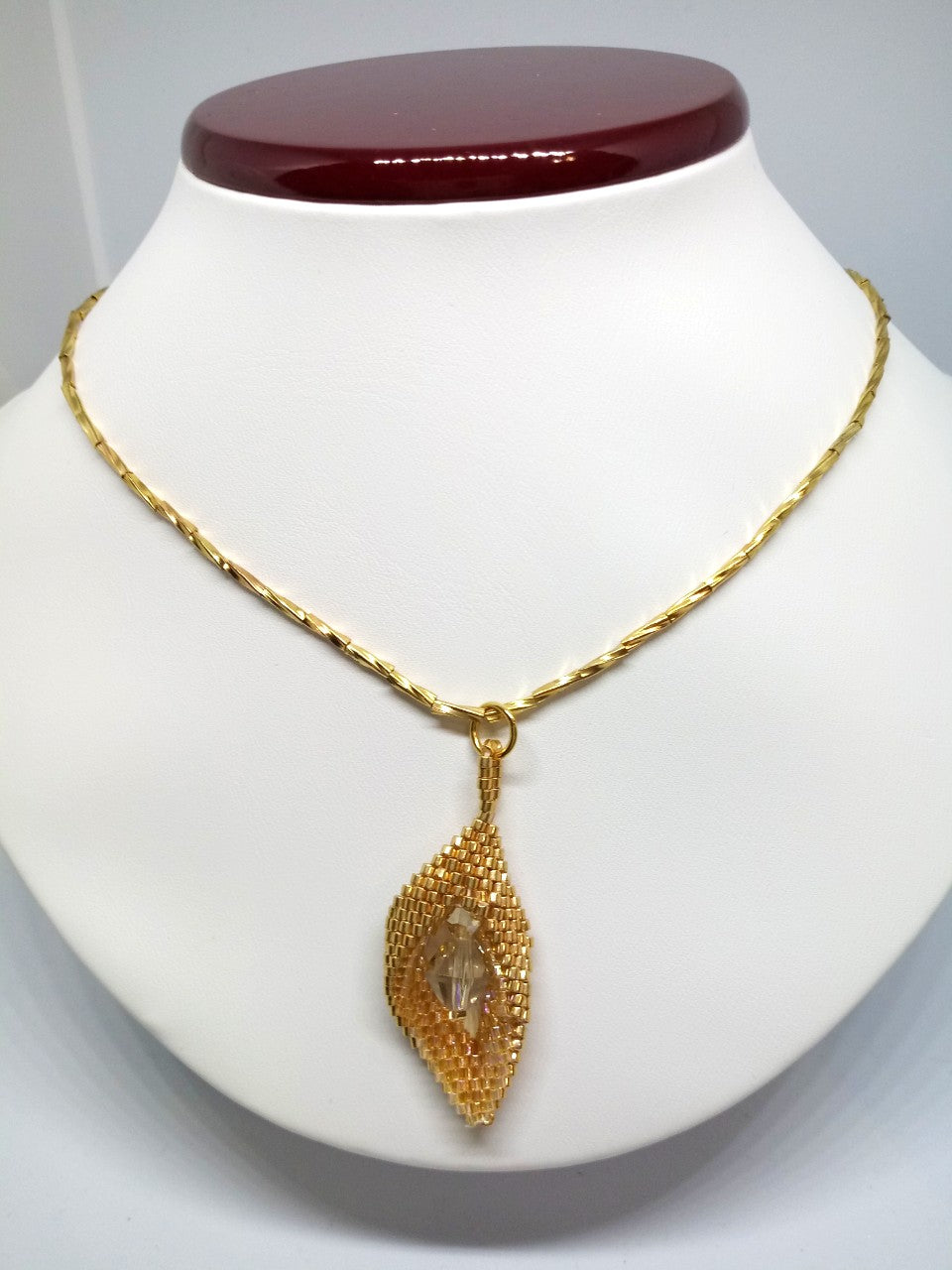 Folded Peyote Pendant Necklace