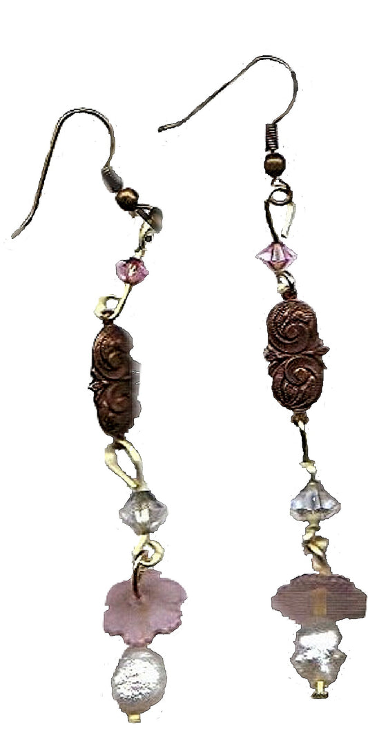 Pink n Pearls Earrings