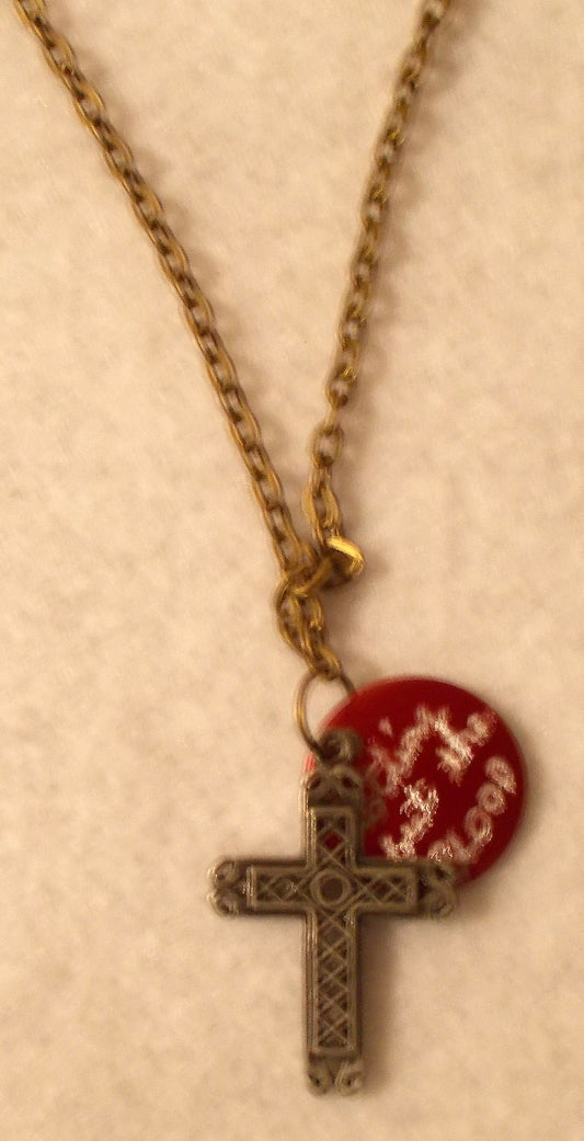 Nothing But the Blood Cross Charm Necklace