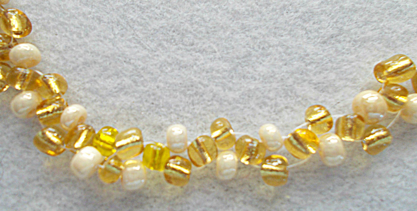 Right Angle Weave Gold and White Necklace