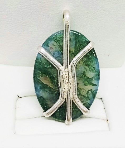 sterling silver moss agate pendant