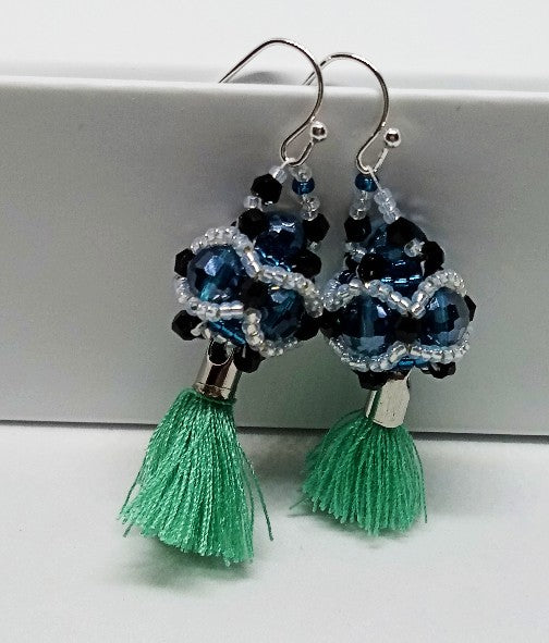 Crystal Tassel Caps Earrings