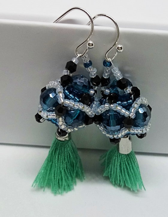 Crystal Tassel Caps Earrings