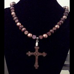 Wood Cross Pendant Necklace