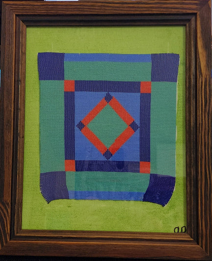 Amish Quilt Beaded Tapestry Framed