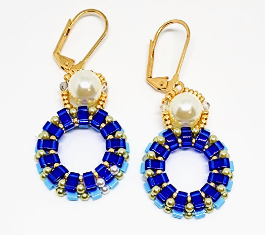 Cartwheel Half Tila Donut Earrings