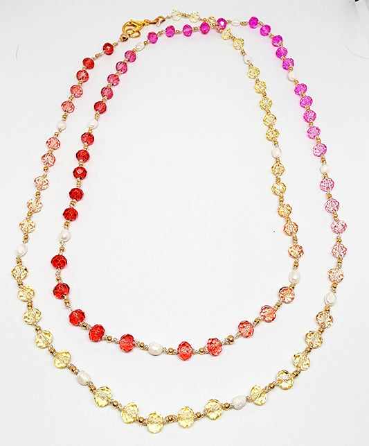 Endless Sunset Pearl Knotted Necklace