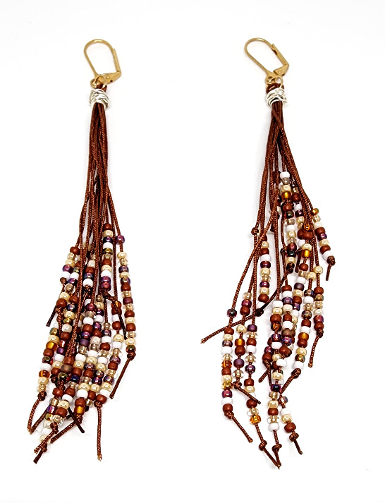 Southwest Sunset Beaded Tassel Earrings