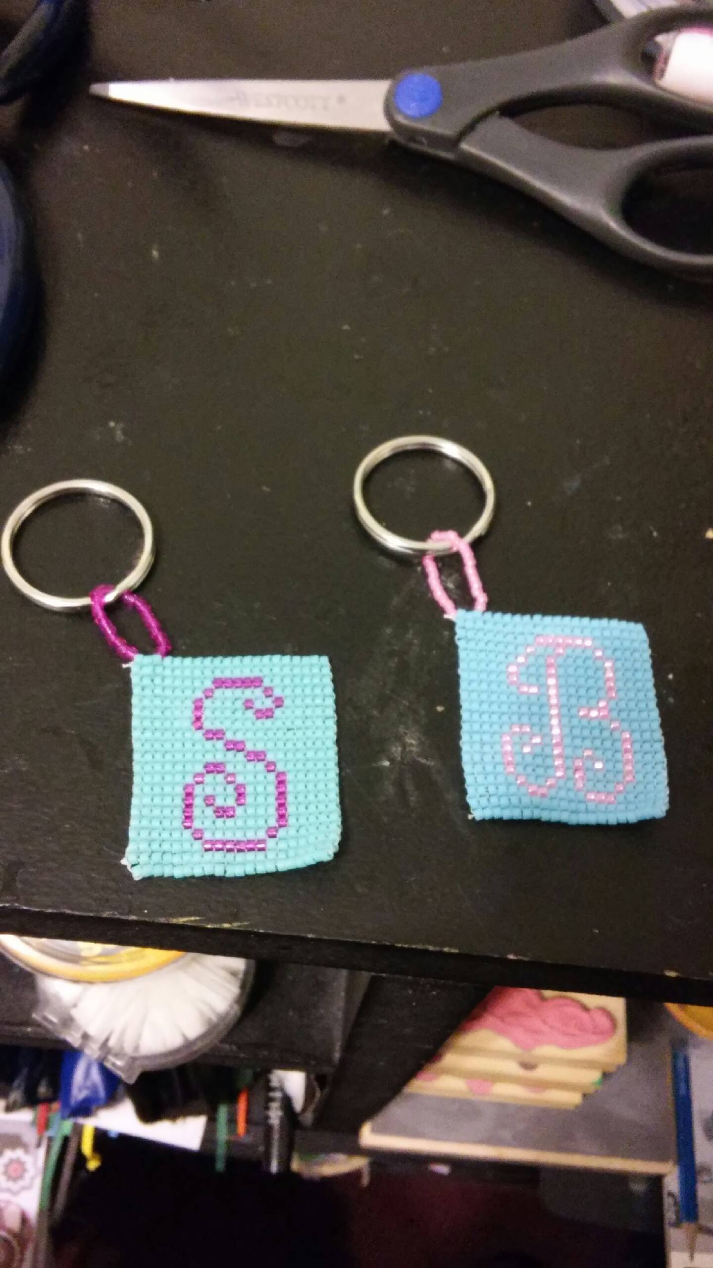 Custom Beaded Monogram Keychain