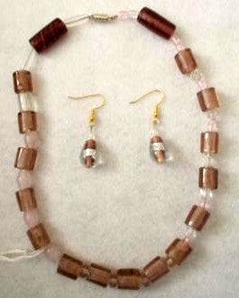 Amethyst Glass Beads Choker and Earrings Set