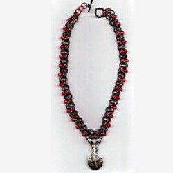 Black and Red Cross Concho Necklace