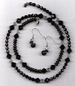 Black and White Crystal Beads Jewelry Set