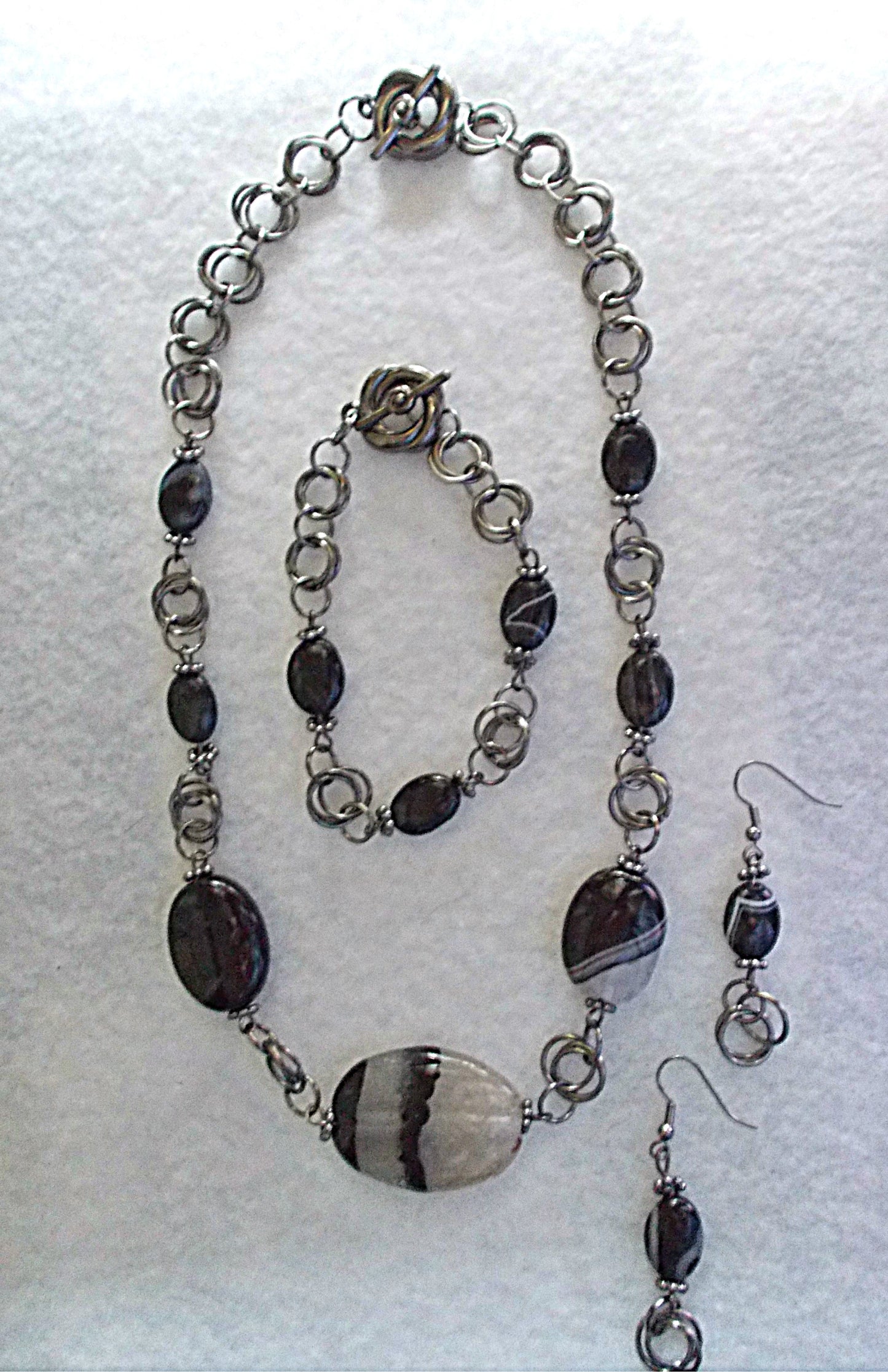 Chain Maille Agate Jewelry Set