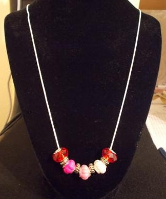 Euro-Style Beaded Necklace Red