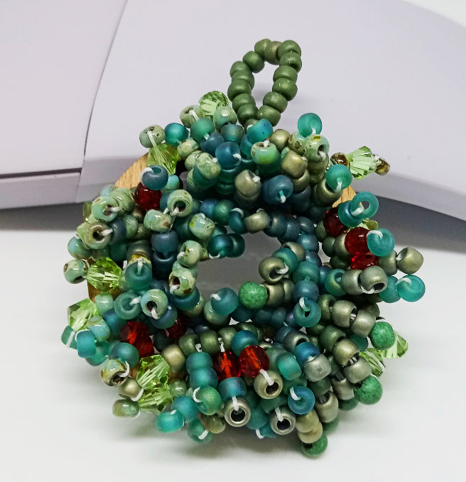 Evergreen Seed Bead Wreath