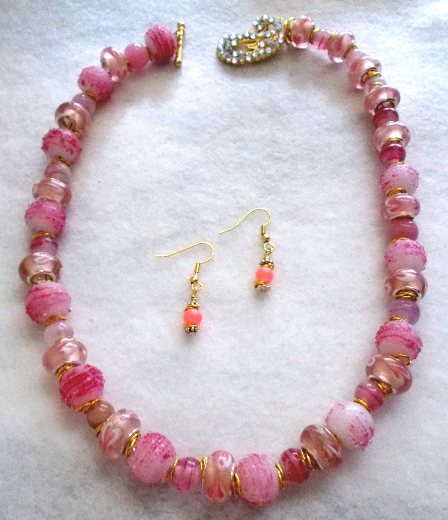 Fancy Pink Necklace and Earrings Set