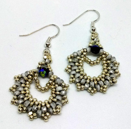 Peyote Fan Earrings Silver