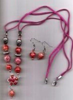 Hot Pink Necklace and Earrings