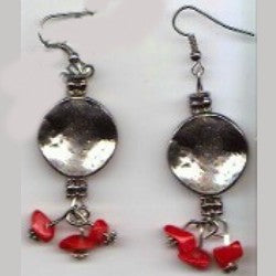 Platinum and Red Earrings
