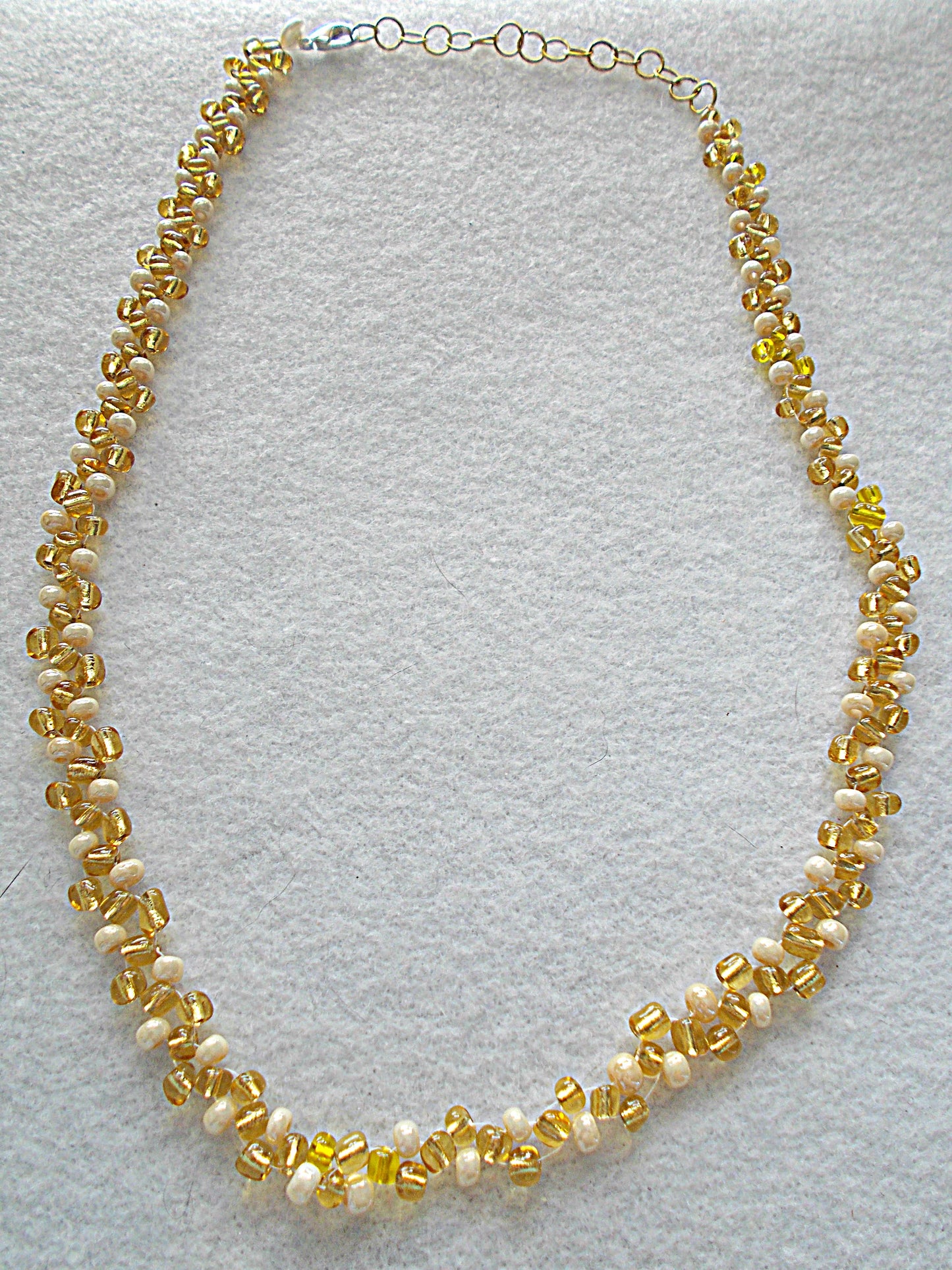 Right Angle Weave Gold and White Necklace