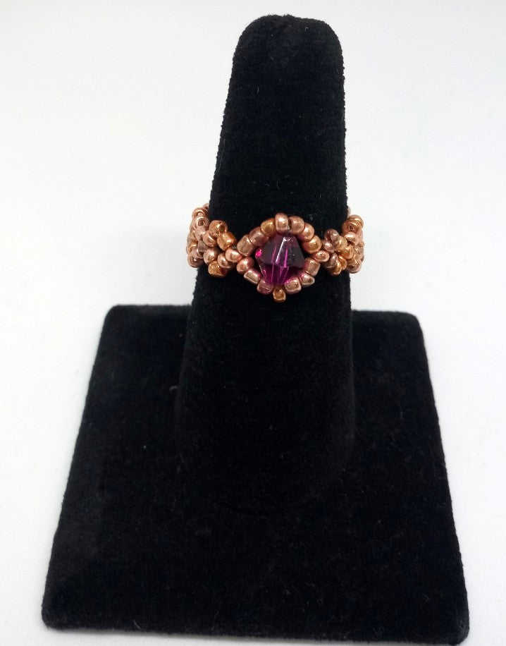 Dainty Beaded Ring rose gold/pink