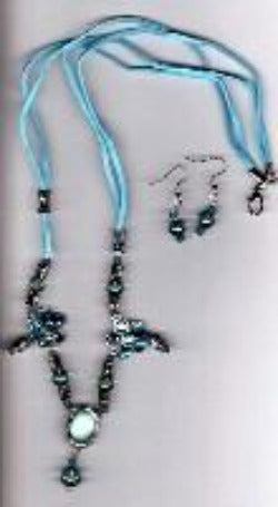 Shimmery Turquoise Necklace and Earrings Set