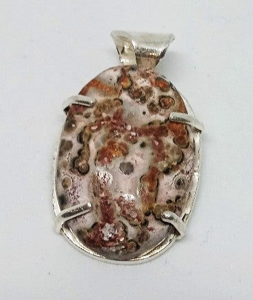 sterling silver leopard skin jasper pendant