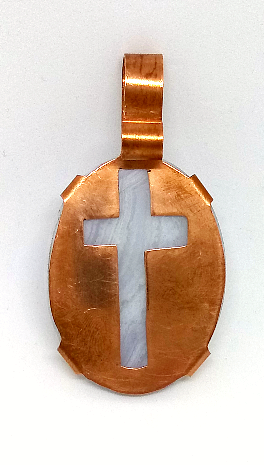 Oval Cross Pendant Metal Side